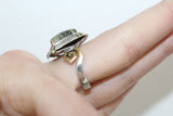 Ring Green prehnite gemstone jewelry cabochon Silver 925 gold plated