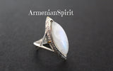 Moon stone and labradorite ring sterling silver 925