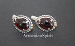 Earrings and ring small drop Silver 925 natural garnet