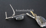 Earrings and ring Labradorite gemstone Silver 925 gold plated