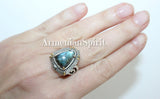 Ring Labradorite gemstone cabochon Silver 925 gilded