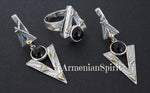 Earrings Sterling silver 925 gold plated Natural black onyx