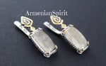 Earrings and ring Beige Venus hair gemstone beige Silver 925 gold plated