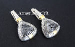 Earrings and ring Gray Venus hair gemstone Silver 925 gold plated