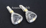 Earrings and ring Gray Venus hair gemstone Silver 925 gold plated