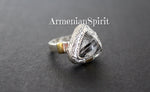 Earrings and ring Gray Venus hair gemstone Silver 925 gold plated