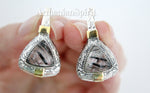 Earrings and ring Gray Venus hair gemstone Silver 925 gold plated