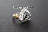 Ring Gray Venus hair gemstone Silver 925 gold plated