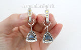 Labradorite earrings blue gem Silver 925 gold plated jewelry
