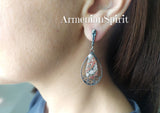 Earrings leopard jasper natural gemstone red beige black Sterling silver 925
