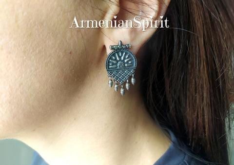 Sterling silver 925 Small earrings Taraz Armenian traditional