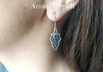 Silver Earrings hook Ear wire Natural garnet gemstone