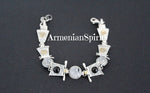 Bracelet Sterling silver 925 round black onyx and Venus hair gray quartz