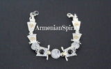 Bracelet Sterling silver 925 round black onyx and Venus hair gray quartz