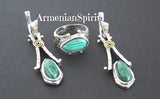 Moon stone jewelry Set earrings and ring SILVER 925 gold plated
