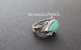 Malachite jewelry Set Earrings and ring High quality SILVER 925 gold plated