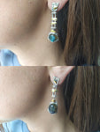 Earrings ring Set labradorite blue gem Silver gold plated jewelry