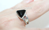 Earrings and ring black onyx and white zircon Armenian jewelry Sterling SILVER 925