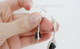 Onyx gemstone Silver gold plated jewelry Earrings with English lock and ring