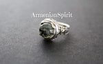 Earrings hooked ring Green prehnite Silver 925 gold plated
