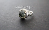 Earrings hooked ring Green prehnite Silver 925 gold plated
