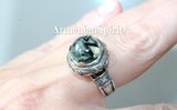 Earrings hooked ring Green prehnite Silver 925 gold plated