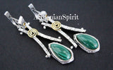 Malachite jewelry Set Earrings and ring High quality SILVER 925 gold plated