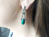 Malachite jewelry Set Earrings and ring High quality SILVER 925 gold plated