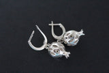 Pomegranate Earrings Armenian symbol STERLING SILVER 925 zircon
