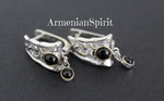 Black onyx gemstone small dangle earrings and ring SET Silver 925 gold plated