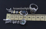 Earrings ring Set labradorite blue gem Silver gold plated jewelry