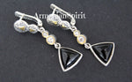 Earrings and ring black onyx and white zircon Armenian jewelry Sterling SILVER 925