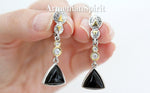 Earrings and ring black onyx and white zircon Armenian jewelry Sterling SILVER 925