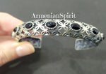 Bracelet Sterling silver 925 Cuff with natural onyx