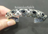 Bracelet Sterling silver 925 Cuff with natural onyx
