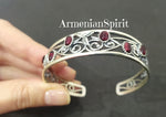 Bracelet Sterling silver 925 Cuff with natural garnet