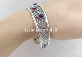 Bracelet Sterling silver 925 Cuff with natural garnet