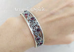 Bracelet Sterling silver 925 Cuff with natural garnet