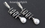 Black Silver 925 jewelry Lab pearl Earrings and Ring SET