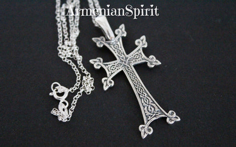 Cross Armenian jewelry Men Silver 925 Big crosses Armenian khachkar