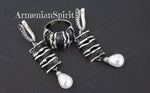 Black Silver 925 jewelry Lab pearl Earrings and Ring SET