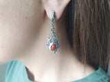 Carnelian natural SET Silver 925 Long Earrings and ring