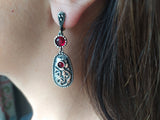 Long earrings SILVER 925 lab garnet