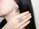 Leaf earrings and ring Sterling silver 925