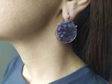Sterling silver set Natural amethyst geode Earrings Ring Pendant