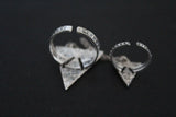 Armenian jewelry Double ring with chain Silver 925 Adjustable Ethnic