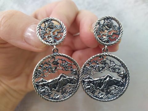 Earrings ARARAT mountain and grape Sterling silver 925