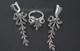 Armenian jewelry ring 925 silver bow marcasite High quality sterling
