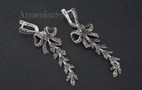 Armenian jewelry earrings 925 silver bow marcasite High quality sterling