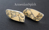 Earrings Maligano jasper natural yellow gemstone Sterling silver 925